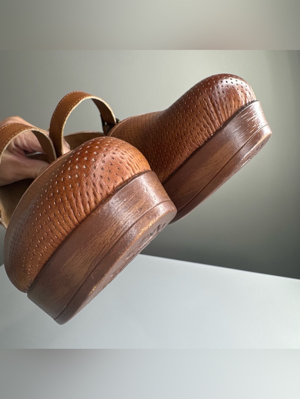 Born Brown Leather Mary Jane Wedge with Buckle - Picture 9 of 11